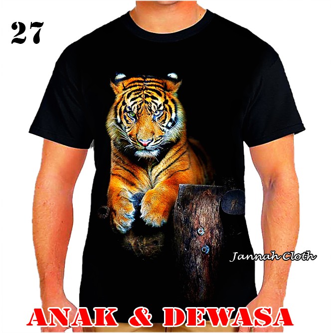 Baju Kaos 3D Harimau Keren Motif Tiger Printing TGR 27