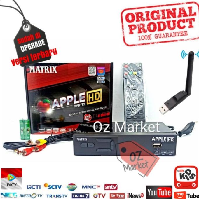 Set Top Box Matrix Apple DVBT2 Matrix Merah Youtube + wifi doungle Termurah