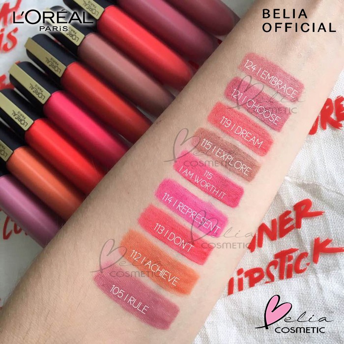 ❤ BELIA ❤ L'Oreal Rouge Signature Matte Liquid Lipstick 7 ml | Mate Colored Lip Ink LOREAL (Part 1)