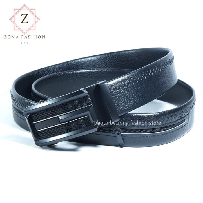 ikat pinggang pria kantong rahasia / gesper kulit / sabuk import Gucci