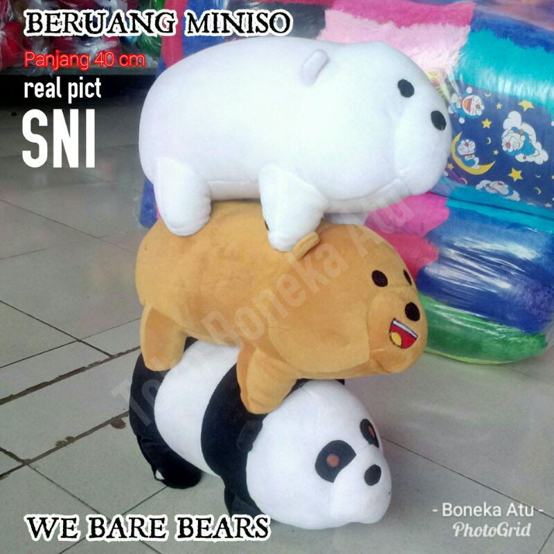 Boneka MINISO WE BARE BEARS SNI (Panpan, Grizz, IceBear) BERUANG PANDA