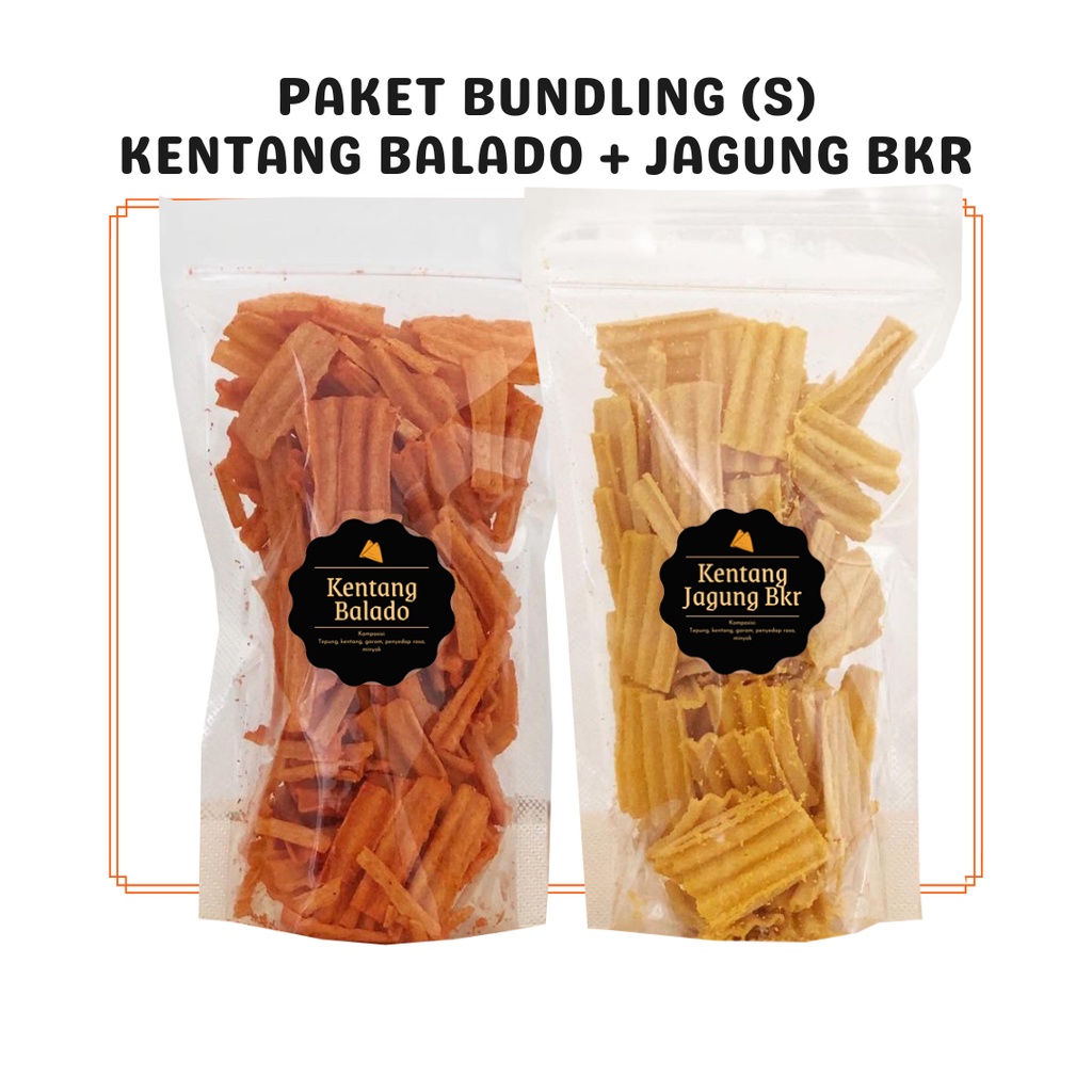 

Snack Paket Bundling Keripik Kentang (S) / Bundle Package / Jagung Bakar + Balado