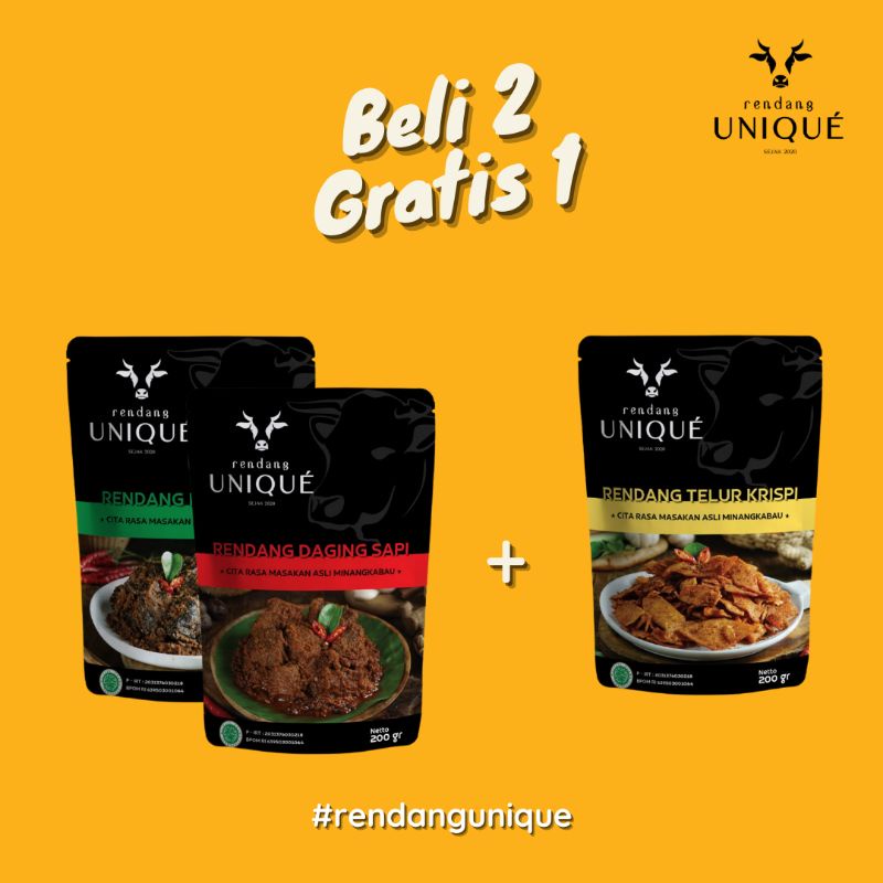 

Rendang Unique Beli 2 bks + Gratis 1 bks Rendang Telur Krispi