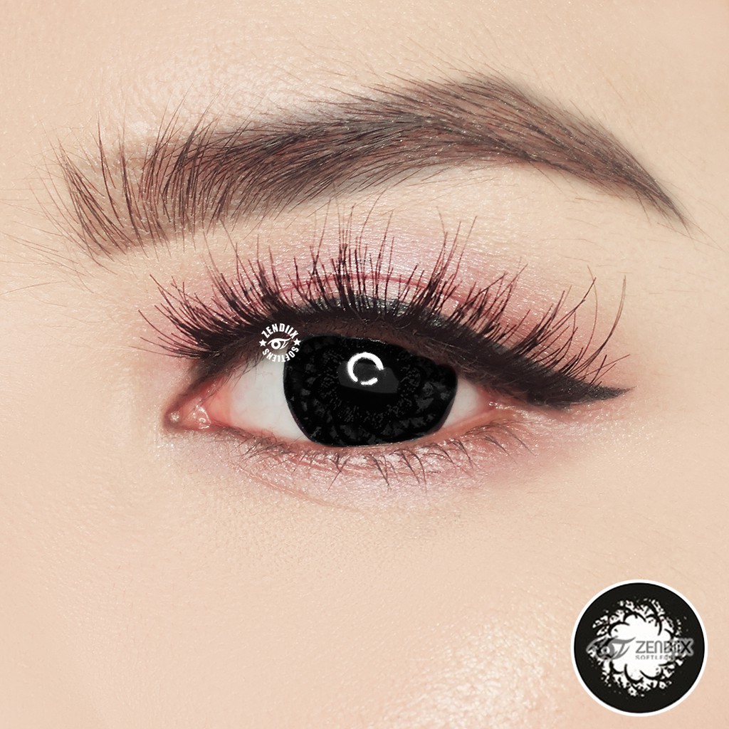 Softlens SUPER YOGURT Warna BLACK Normal Beda Minus