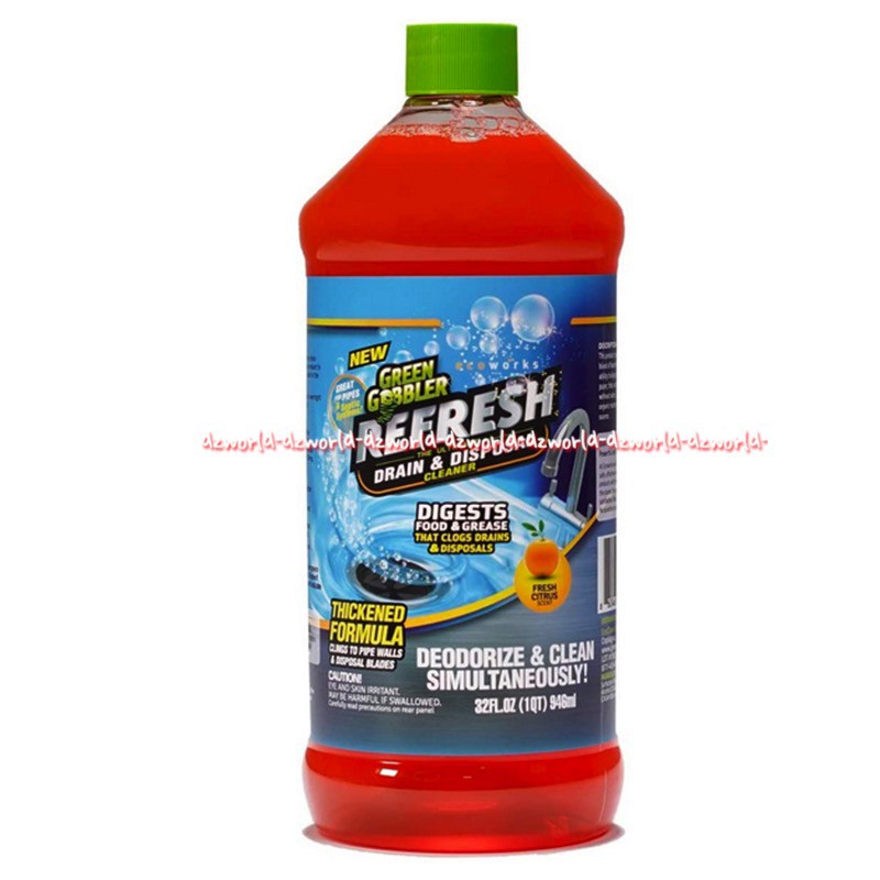 Green Gobbler Refresh Drain Disposal 946ml Pelancar Saluran Air Pipa Mampet Tersumbat Greengobbler