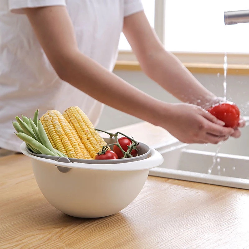 Keranjang Penyimpanan Buah Sayuran Multifungsi Lapisan Ganda Dengan Tutup Untuk Dapur