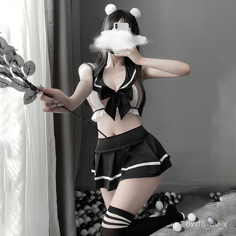 Lovely Underwear JK Uniform Students Cosplay Costumes Kawaii Lingerie Pleated Skirts Black Gothic Se
