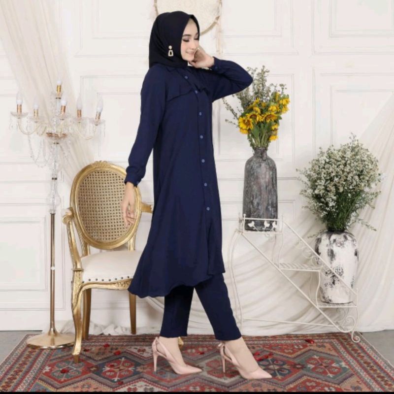 SETELAN CRINKLE LONG TUNIK ABRINA