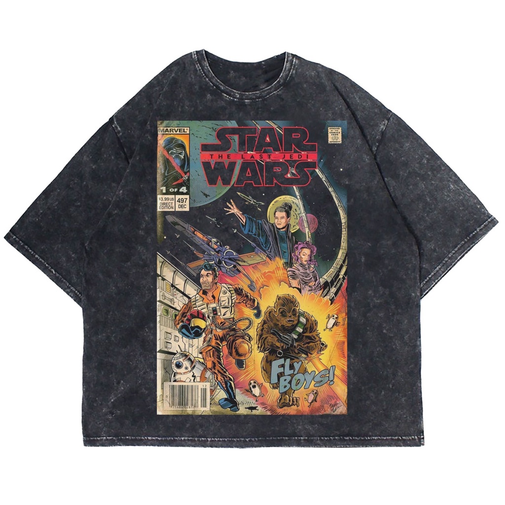 KAOS OVERSIZE STAR WARS THE LAST JEDI FLY BOYS WASHING VINTAGE TEE (T-SHIRT OVERSIZE WASHED)