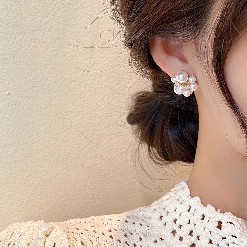 Anting Stud Mutiara Zircon Menjuntai Gaya Korea Minimalis Elegan Untuk Aksesoris Pesta Pernikahan Wanita