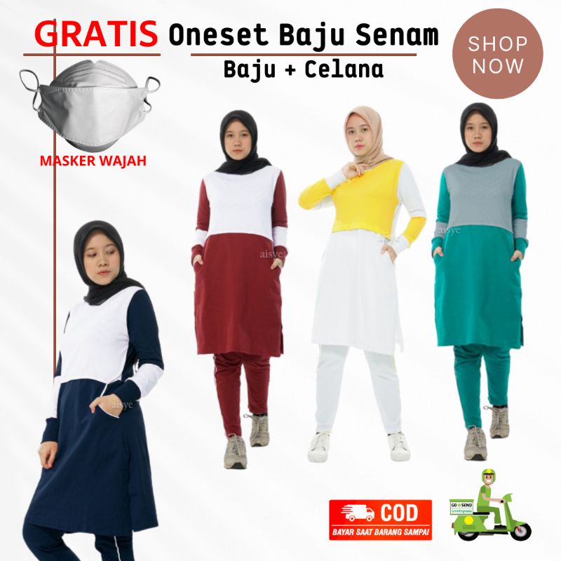 [M-XXL] Setelan Baju Olahraga Wanita Aisye Azumi - Setelan Baju Senam Muslim Wanita - Setelan Baju S
