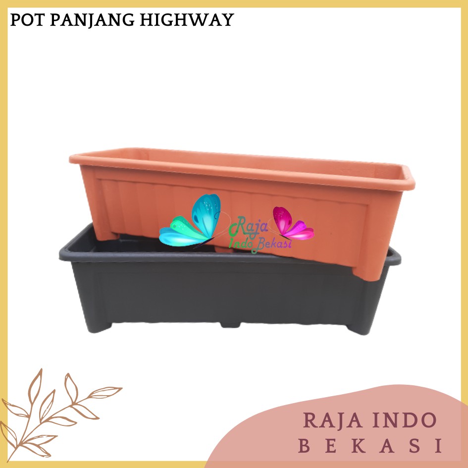 3 Pcs Pot Bunga Panjang Highway 55 Hitam Merah Bata Coklat Pot Bunga Segi Panjang 60 CM 50cm 70cm Pot Panjang Plastik Putih Murah Gantung - Pot Panjang 50