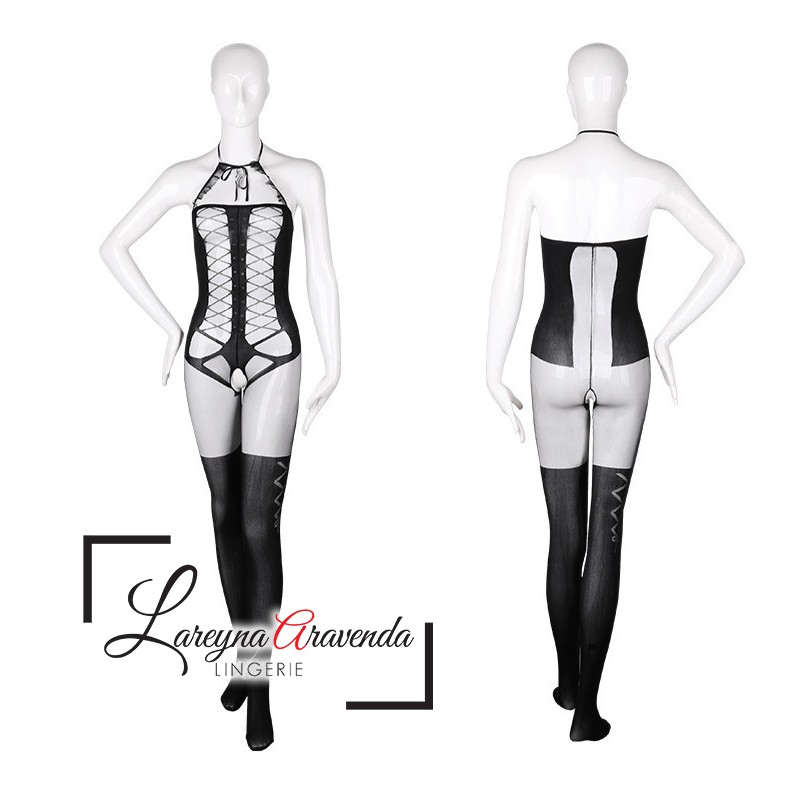 Lingerie Seamless Body Stocking Seksi Model Double Net LG314