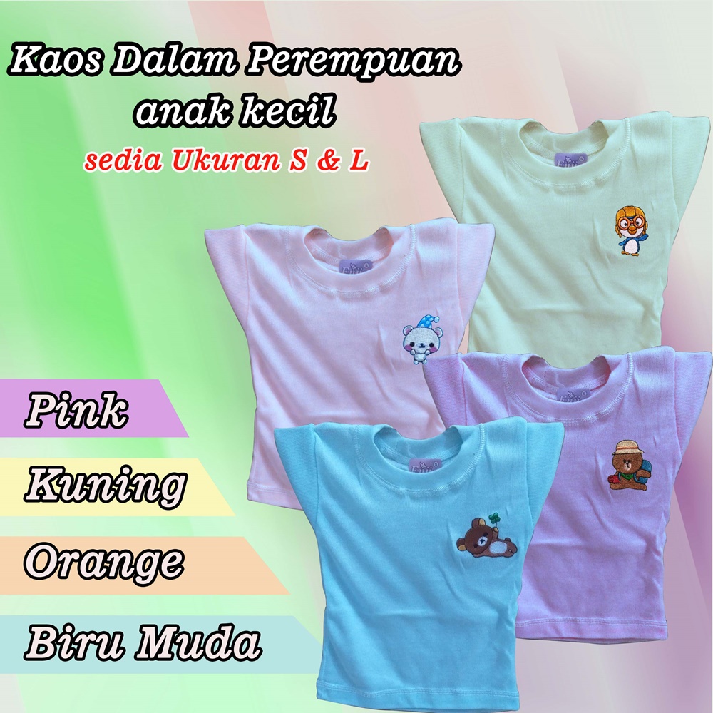 FM - Kaos Dalam Anak Perempuan Ukuran L - isi 3 pcs Warna Random