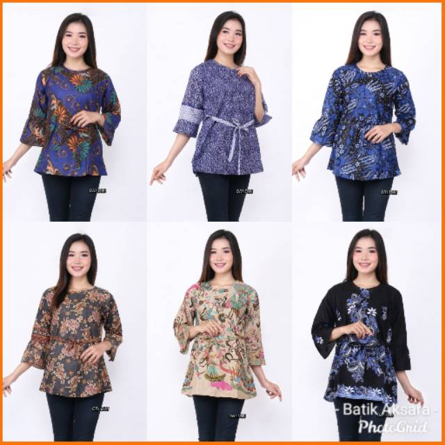 [ Terbaru ] Atasan Batik Wanita Kerja Kantor Ori Shabirah Batiksolo Blouse Blusebatik Batikmodern Xl