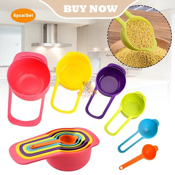 Sendok takar rainbow mangkok Ukur measuring cup 6pc pelangi 1CUP MAX