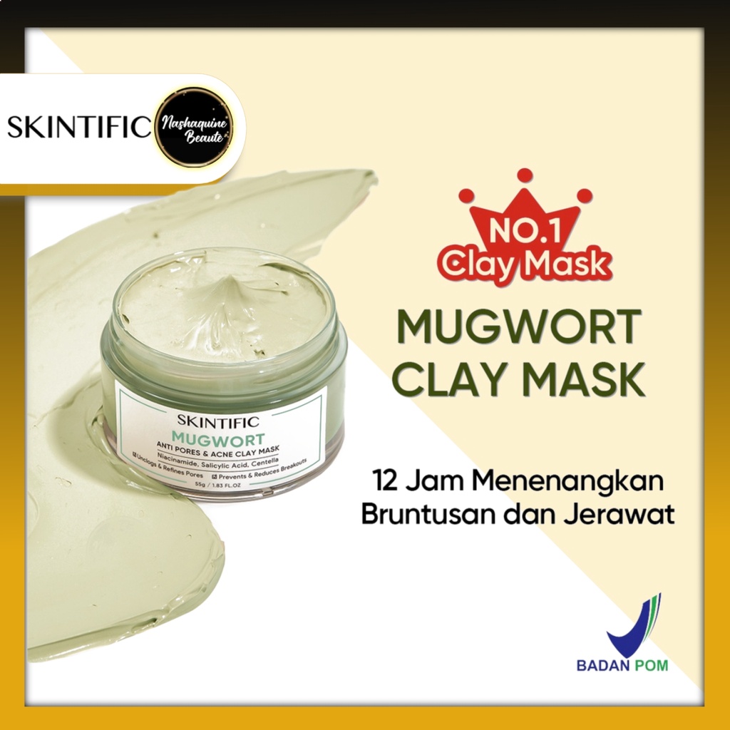 SKINTIFIC Clay Mask - Mugwort Mask Anti Pores &amp; Acne Clay Mask - Alaska Volcano Deep Pores Cleansing Clay Mask