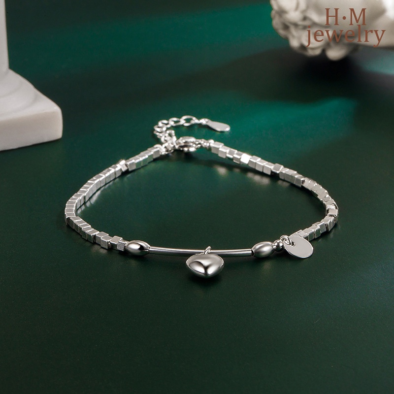 Gelang Tangan Silver Motif Hati Untuk Wanita