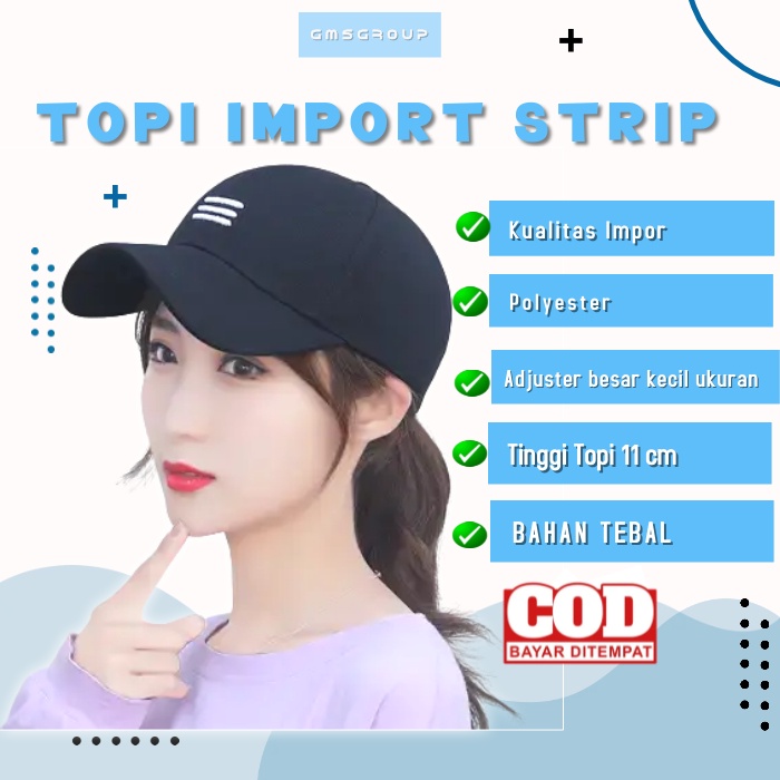 Topi  Import Baseball Golf  SIMPLE STRIP Pria Wanita