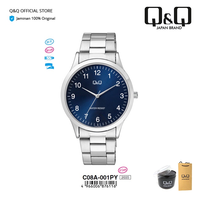 Q&Q QnQ QQ Jam Tangan Arloji Pria Fashion Analog Stainless Steel Rantai - C08 C08A Water Resist 3 BAR-1