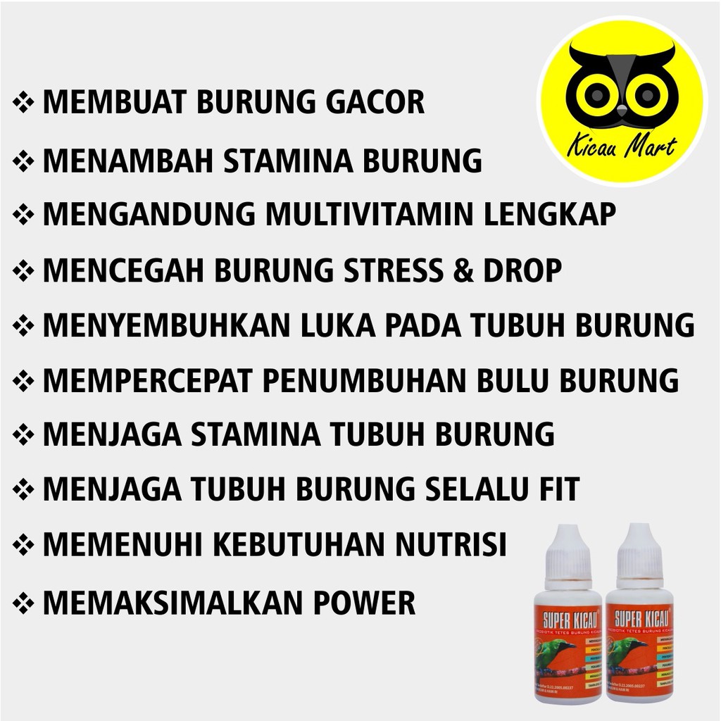 VITAMIN BURUNG PROBIOTIK TETES SUPER KICAU OBAT PENGGACOR PENAMBAH POWER MURAI KACER CUCAK VTNSKSK