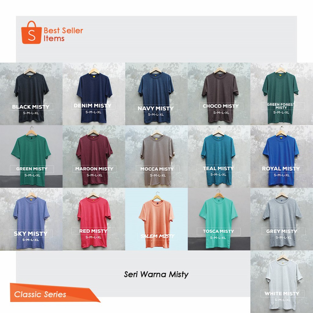 [BEST SELLER] Kaos Polos Pria | Baju Polos Pria Cotton Combed 30s | Koleksi Warna Terbanyak