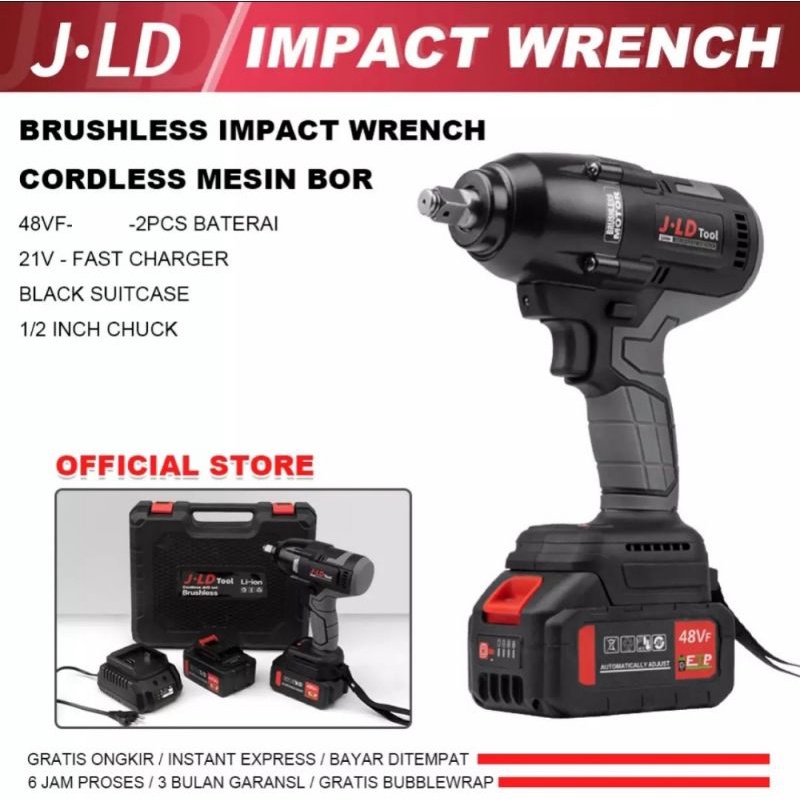 Jual CORDLESS BERTENAGA IMPACT WRENCH 550NM JLD J88F MESIN BUKA BAUT