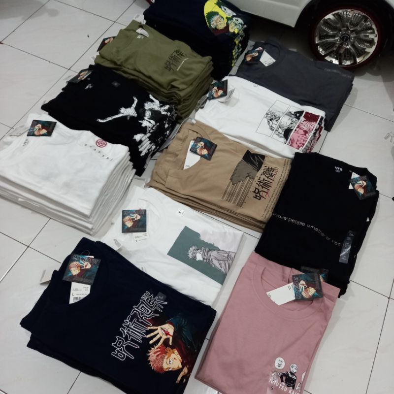 UNIQLO ORIGINAL JUJUTSU KAISEN JJK ANIME EVANGELION Kaos Tshirt NOBARA GOJO FUSHIGURO Inumaki Anime