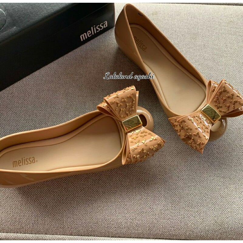 Sepatu Melissa Ultragirl Luxe Bow Ballet Flats KHAKI/ sepatu melissa pita/sepatu melissa cokelat