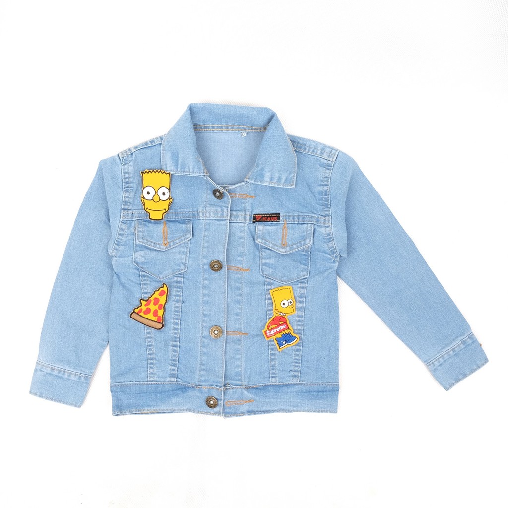 ORIGINAL JAKET ANAK PEREMPUAN LAKI LAKI JAKET JEANS ANAK BAYI BORDIR SIMPSOONS REAL PICT