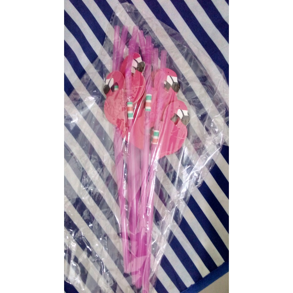 tropical flamingo straw/ pipet warna/ sedotan minum hias hawai pink