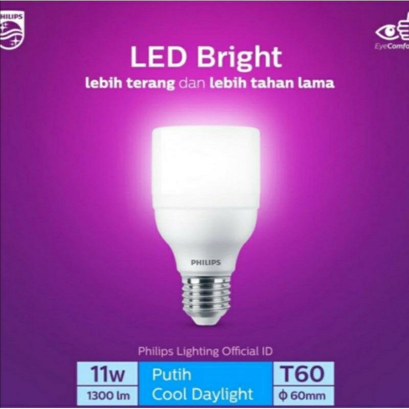 Philips LED Bright 9W, 11W, 13W, 17W, 20W, Cahaya Putih (6500K)