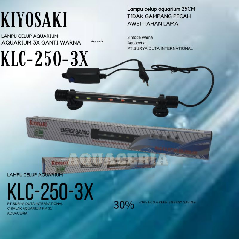 Lampu LED celup Aquarium 25Cm 3x ganti warna KIYOSAKI KLC 250 3X MODE warna