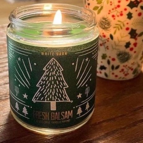 BATH &amp; BODY WORKS BBW FRESH BALSAM MADE WITH ESSENTIAL OILS WHITE BARN 1 SINGLE WICK SCENTED CANDLE 198 G PENGHARUM RUANGAN