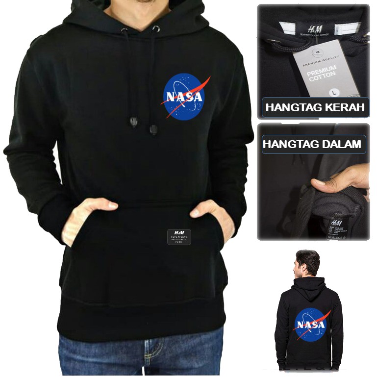 Jaket nasa sweater  hoodie  nasa h  m  original cotton fleece 