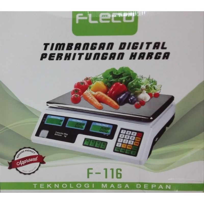 Timbangan Digital Fleco F-116/Timbangan 30KG/Daging/Sayur/Buah DLL