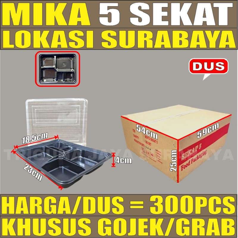 Mika Bento 5 Sekat Per Dus Tray Bento Box Kotak Bekal Makanan Plastik Murah Surabaya