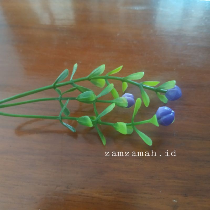 Bunga plastik daun tangkai hiasan mahar-Ungu