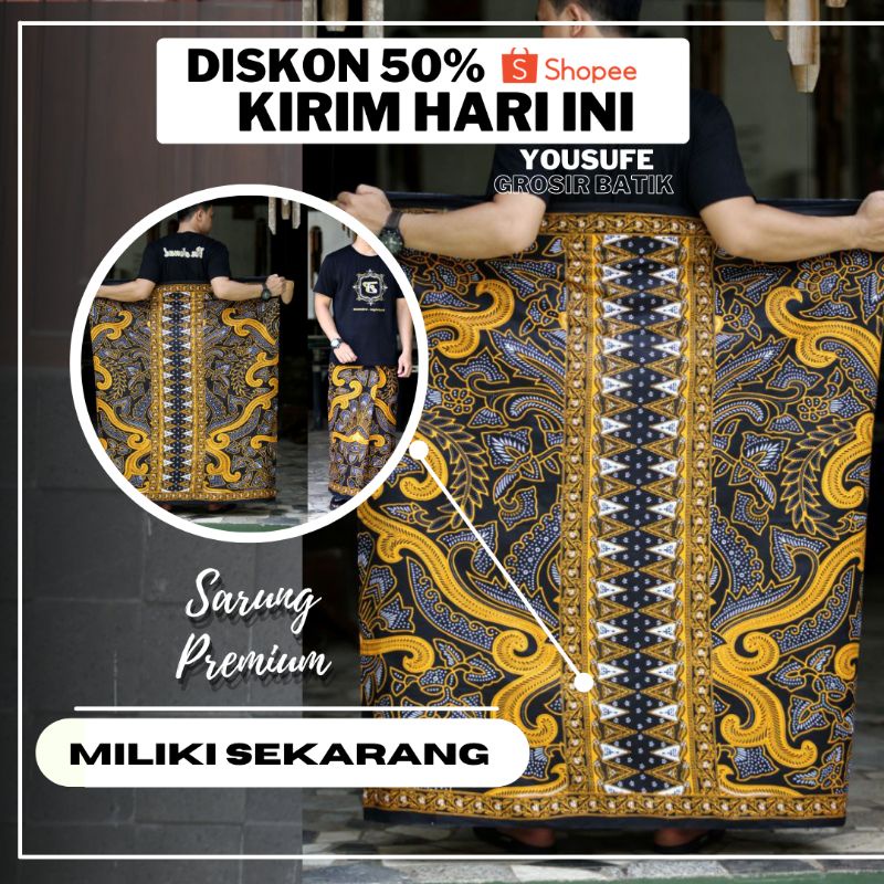 Sarung Batik Produksi Pekalongan Motif Unik Terbatas Shopee COD SKU19U Seragam Santri Pondok Hadroh Gus Azmi Azzahir