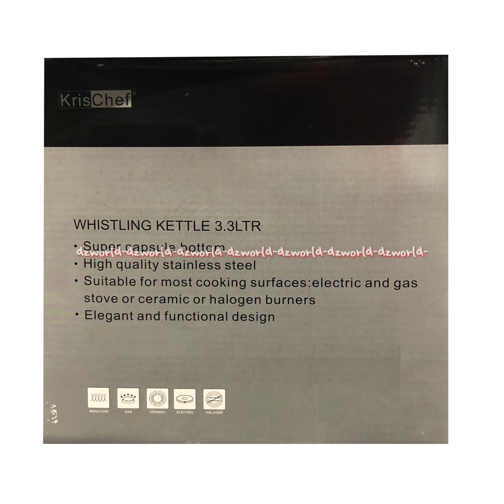 Krischef Whistling Kettle 3L Cerek Masak Air Berbunyi Jika Sudah Matang Stainlees Steel Kris Chef Krisbow Teko Ketle Untuk Di Kompor 3 Liter
