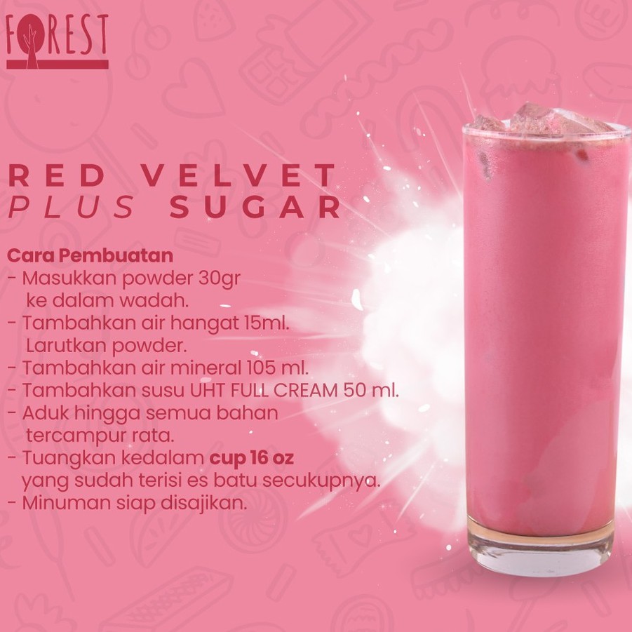 Bubuk Minuman RED VELVET Powder 1000g PLUS GULA - Forest Bubble Drink