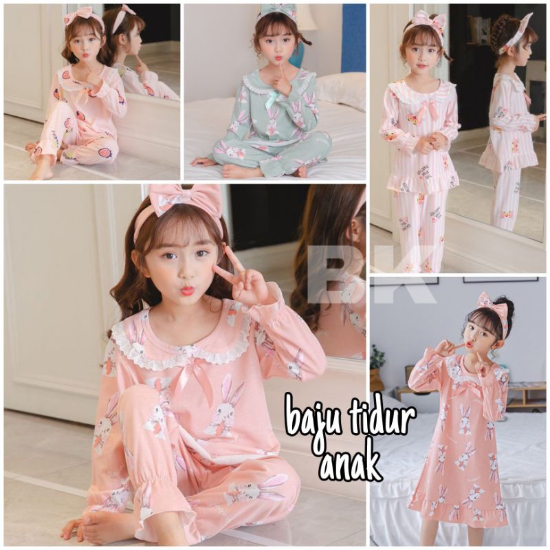 BAJU TIDUR ANAK KOREA / PIYAMA ANAK IMPORT / DASTER ANAK LENGAN PANJANG CELANA PANJANG IMPOR JUMBO