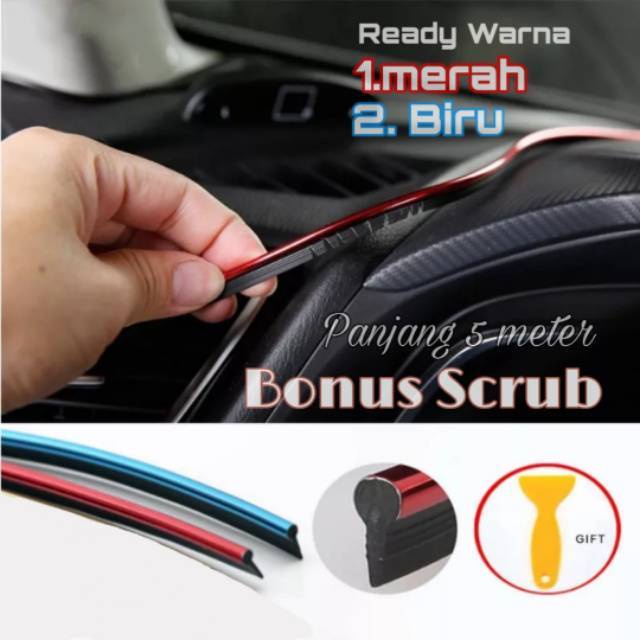 Striping Pembatas Dashboard Mobil Car Styling Strip Sticker Interior