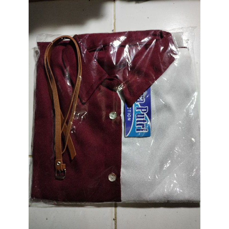 Kemeja Wanita Atasan Blouse Casual Polos Kombinasi Warna Motif Korean style Fashion Muslim 018-Maroon