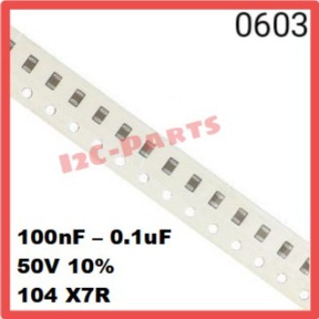 0603 100nF 50V 10% 1608 0.1uF Capacitor SMD 104 X7R Kapasitor Fixed