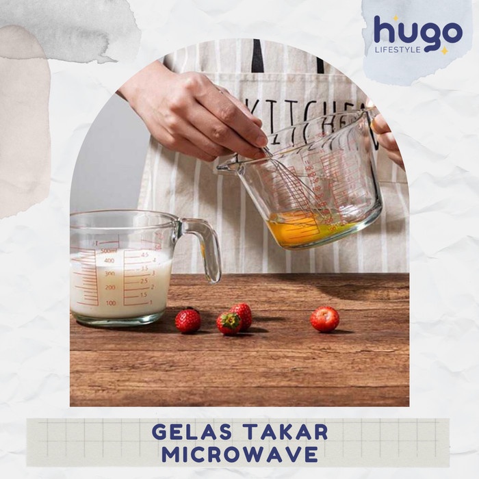 HUGO Gelas Takar Measuring Cup Pengukur Air Kaca Microwave Tahan Panas
