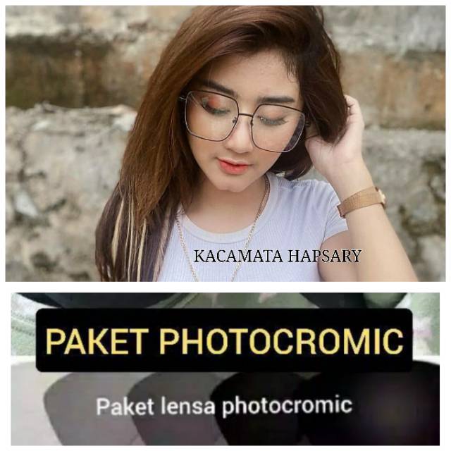 PAKET FRAME + LENSA PHOTOCROMIC | KACAMATA MINUS | KACAMATA ANTI RADIASI | KACA MATA KOTAK 0095