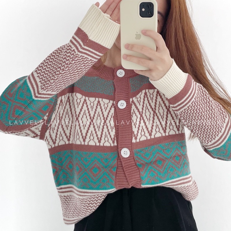 ELEANOR AZTEC KNIT OUTER LAVVELA CARDIGAN IMPORT RAJUT TEBAL