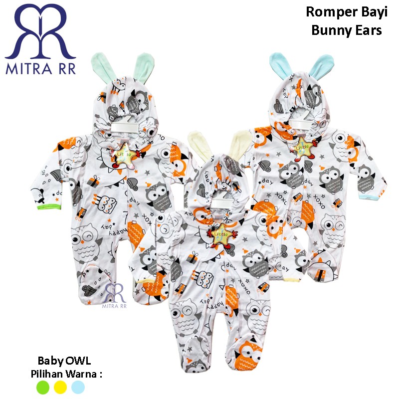 Jumpsuit Bayi Bunny Set Setelan / Jumper Lucu / Romper Hoodie Kelinci 0 - 6 bulan