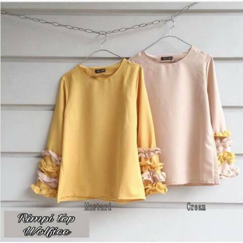 Baju atasan wanita/blouse wanita RIMPI TOP BAHAN WOLFIS